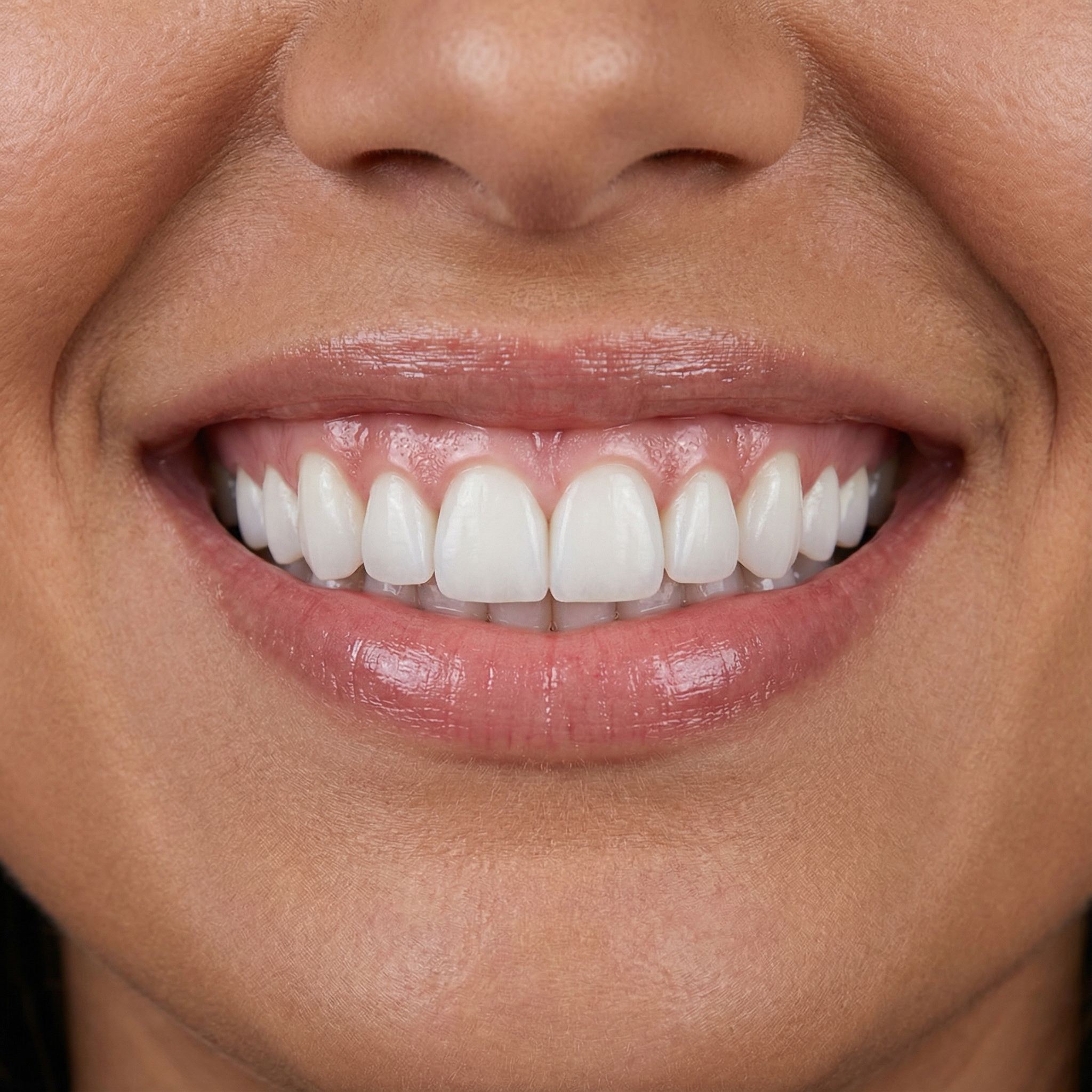 Beautiful natural-looking smile restored with dental crowns